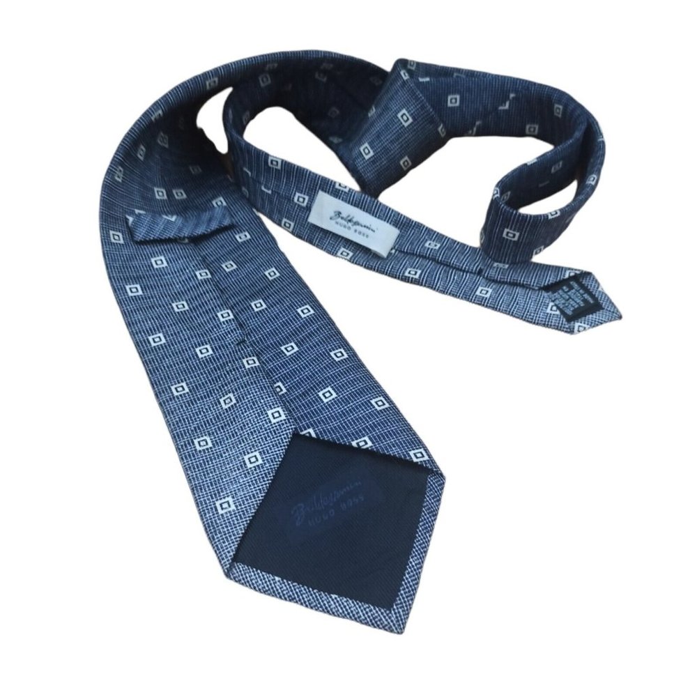 BALDESSARINI HUGO BOSS Gray Geometric Silk Tie ITALY 61"/ 3.7" EC - Picture 9 of 10